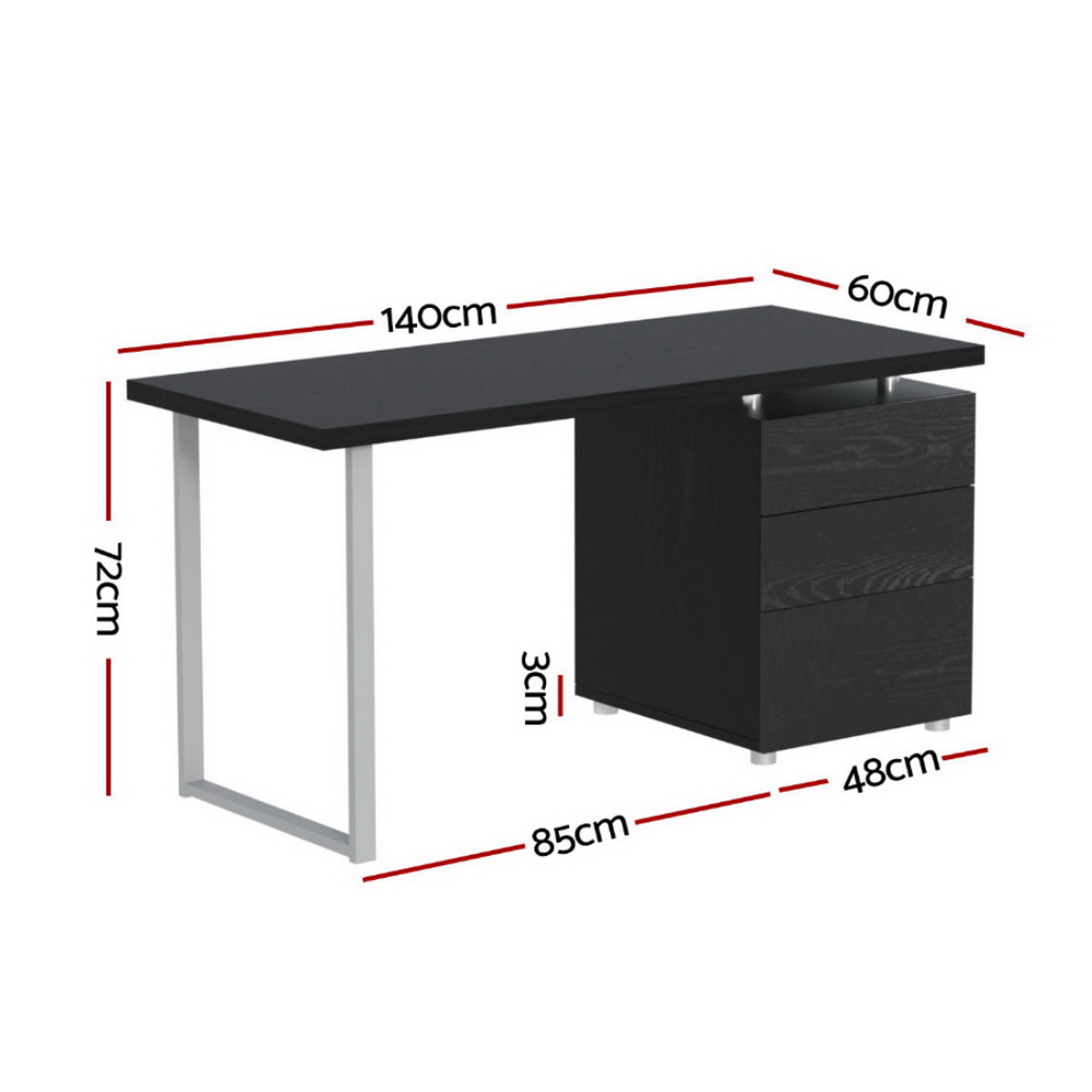 Artiss Computer Desk Drawer Black 140CM - Image 2