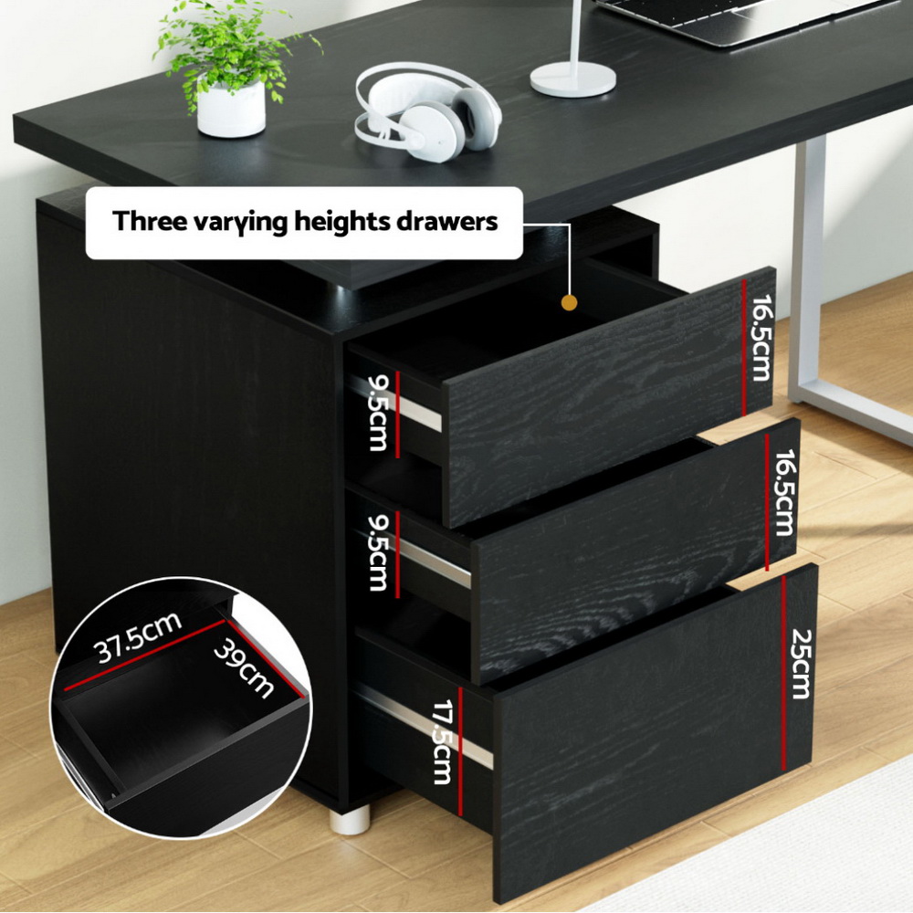 Artiss Computer Desk Drawer Black 140CM - Image 6
