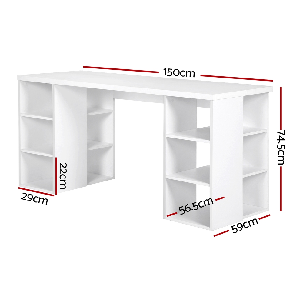 Artiss Computer Desk Bookshelf White 150CM - Image 2
