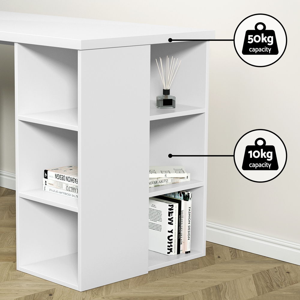 Artiss Computer Desk Bookshelf White 150CM - Image 6