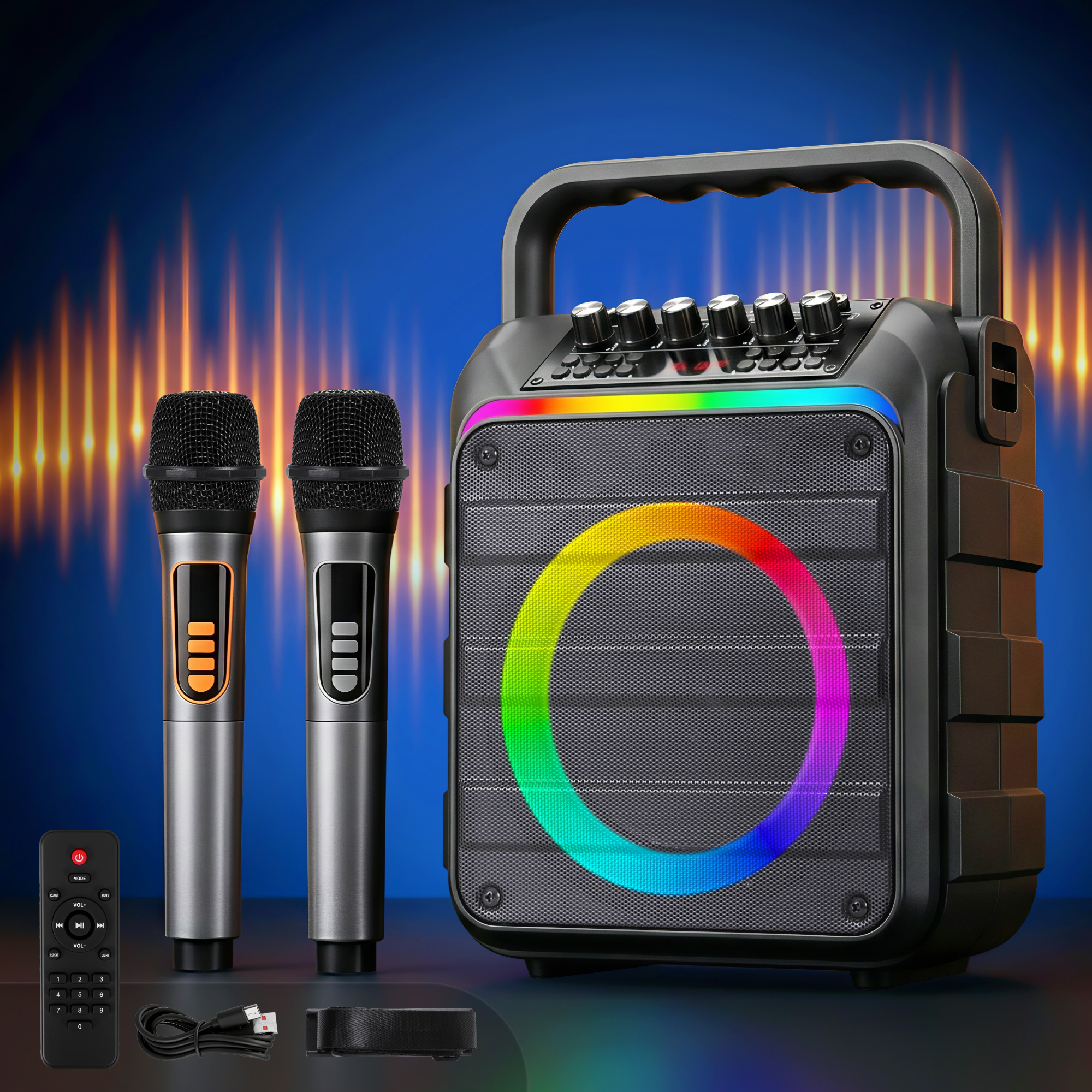 Alpha Portable Karaoke Machine with 2 Wireless Microphones Bluetooth 5.3 - Image 10
