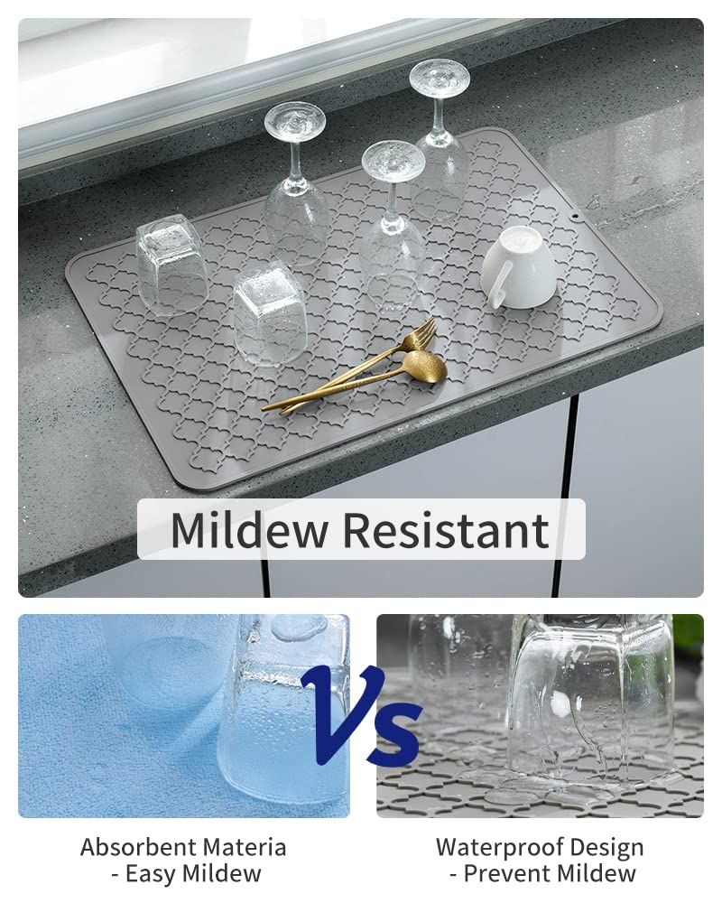 Mat-Kitchen Dish Drying Pad Heat Resistant Mat-Kitchen Gadgets Kitchen Accessories Kitchen Small Appliances (12" x 16, GREY) - Image 4