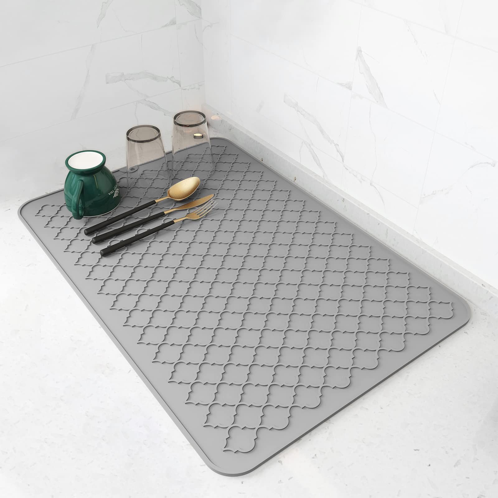 Mat-Kitchen Dish Drying Pad Heat Resistant Mat-Kitchen Gadgets Kitchen Accessories Kitchen Small Appliances (12" x 16, GREY) - Image 5