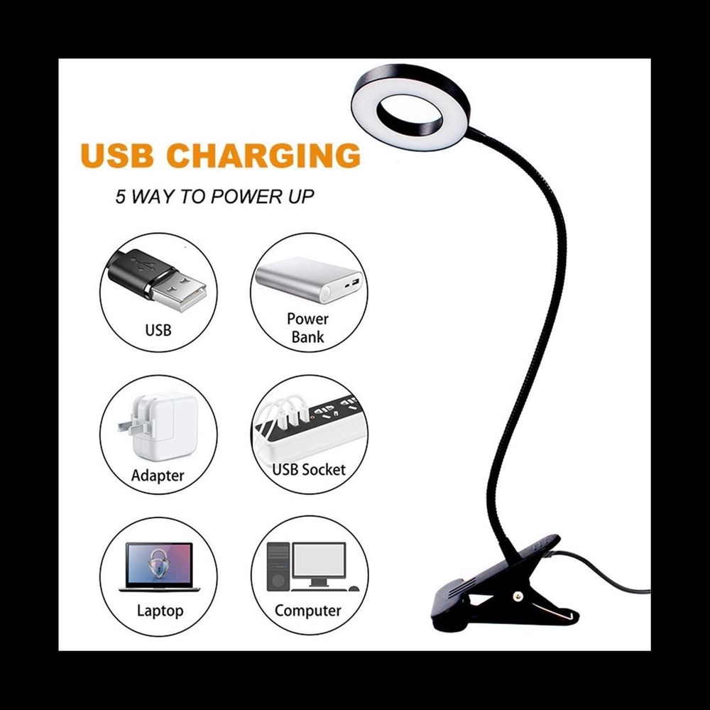 48 LED Desk Lamp Clip on Desk Lamp 360°Flexible Reading Table Light Eye-Caring USB Clamp Lamp for Bed Desk Workbench-A - Image 3