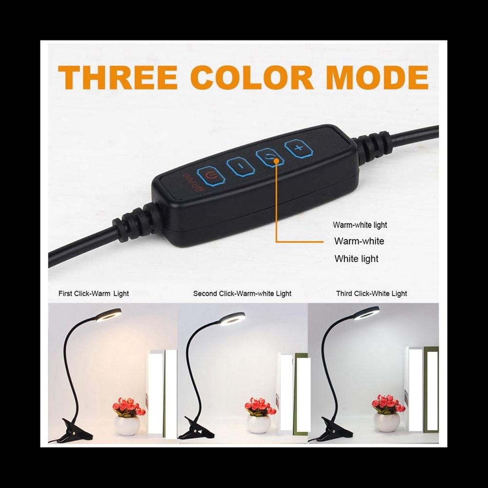 48 LED Desk Lamp Clip on Desk Lamp 360°Flexible Reading Table Light Eye-Caring USB Clamp Lamp for Bed Desk Workbench-A - Image 5