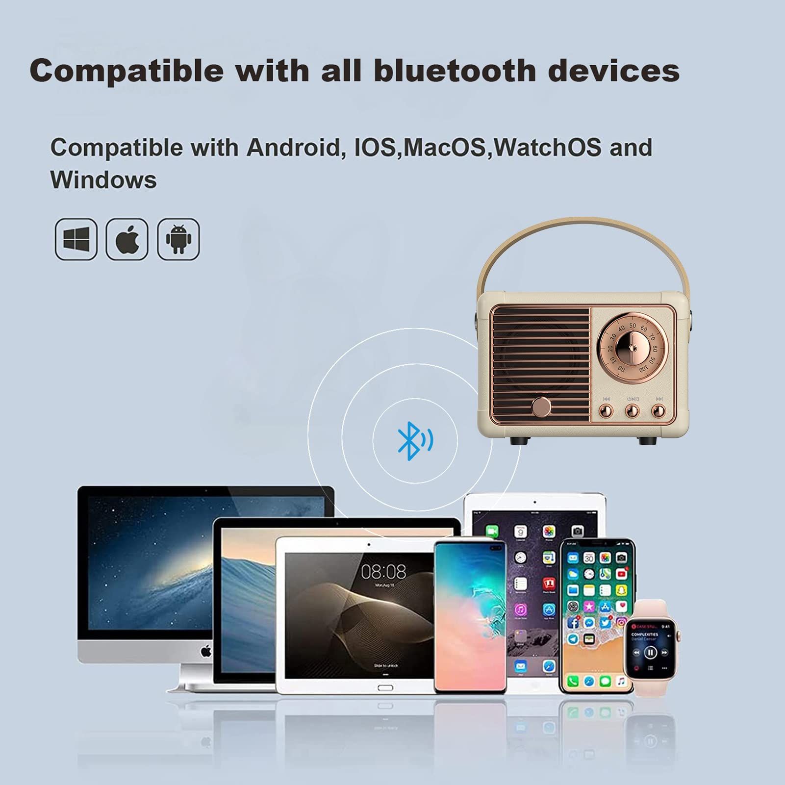 Retro Bluetooth Speaker, Vintage Decor, Small Wireless Bluetooth Speaker, Cute Old Fashion Style for Kitchen Desk Bedroom Office - Image 3